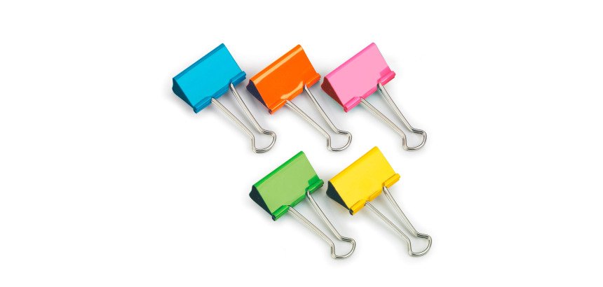 Pinces double clip 32 mm couleurs assorties - Boite de 10