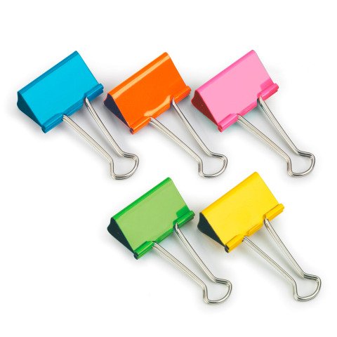 Clips pinza 32 mm colores surtidos - Caja de 10