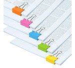 Pinces double clip 32 mm couleurs assorties - Boite de 10