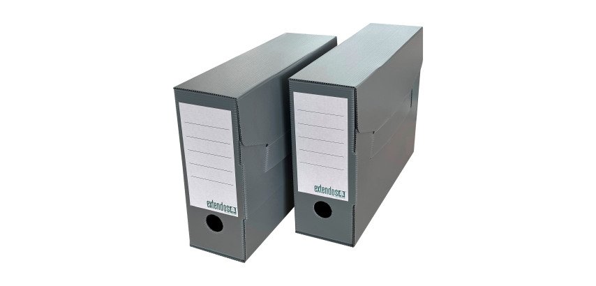 Kunststoff-Archivbox Extendos - Rücken 10 cm - Grau