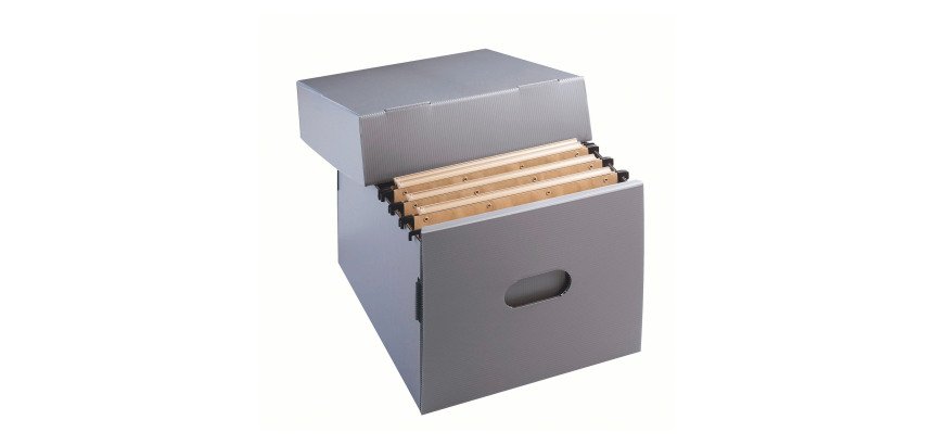 Caisse archives mini polypropylène Extendos - H 40,5 x L 35,5 x P 27,5 cm - Recyclable - Grise