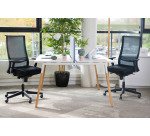 Chaise de bureau August tissu et maille - mécanisme Synchrone + réglage profondeur d’assise -  support lombaire - pieds noir