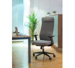 Chaise de bureau MARCEL tissu chiné - accoudoirs 3D, appui-tête, soutien lombaire, mécanisme synchrone réglage profondeur d'assise