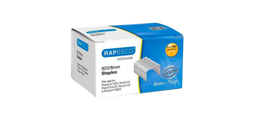 Agrafes Rapesco galvanisées 923/8 - Boîte 4000