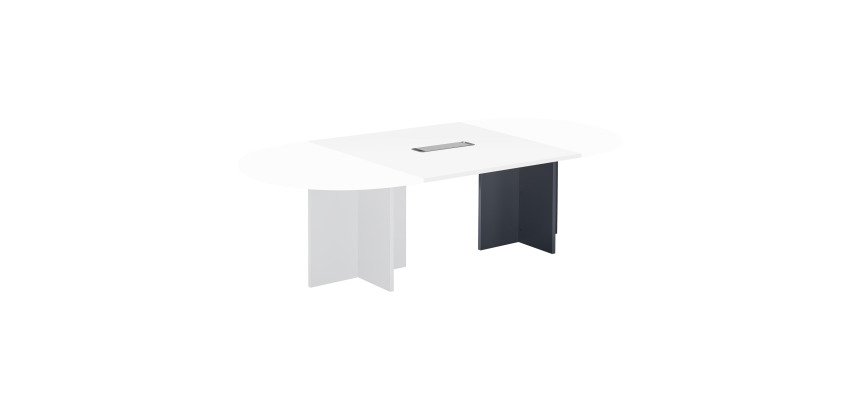 Extension blanche pour table modulable avec Top Access intégré pieds croix Essens
