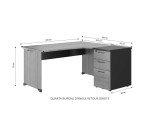 Bureau d'angle L 160 x P 150 cm avec retour sur caisson hauteur de bureau 3 tiroirs Quarta Plus