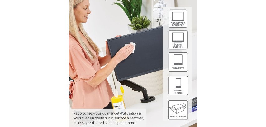 Boîte de 100 lingettes de nettoyage pour écran Fellowes