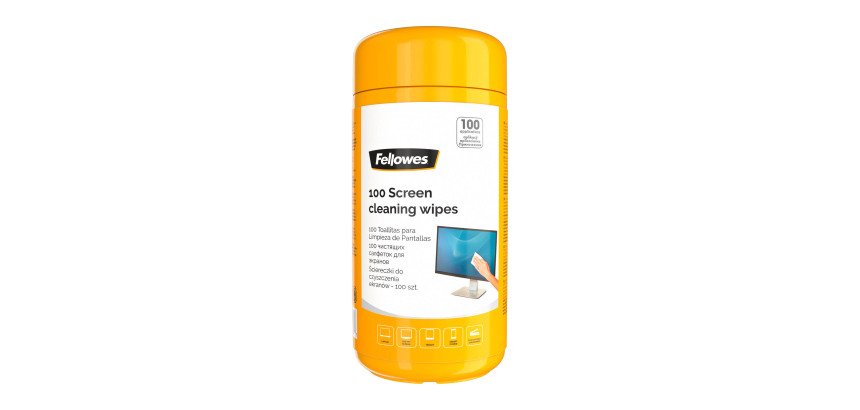 Boîte de 100 lingettes de nettoyage pour écran Fellowes