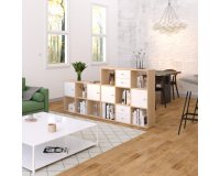 Biblioteca 9 + 6 casillas con 4 puertas y cajones