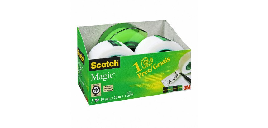 Pack 3 plakbanden Scotch Magic + 1 dispenser gratis