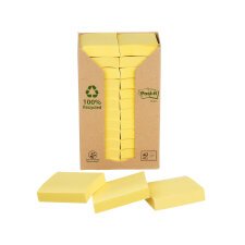 Notes repositionnables recyclées jaunes Post-it 38 x 51 mm - bloc de 100 feuilles