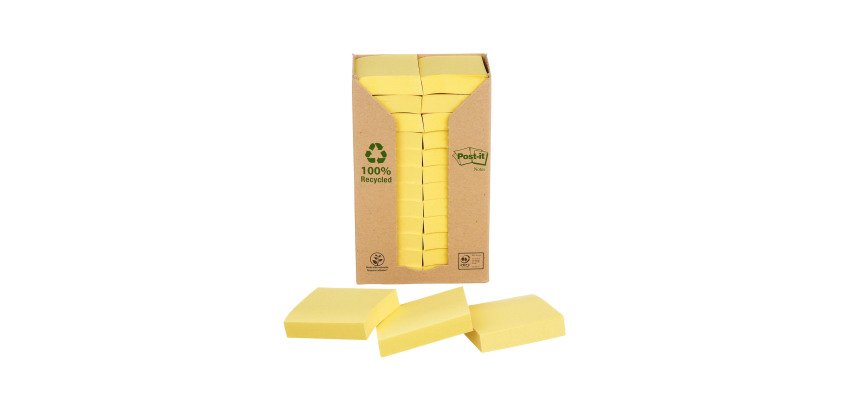 Recycleerbare gele Post-it® Notes 38 x 51 mm - blok van 100 vellen