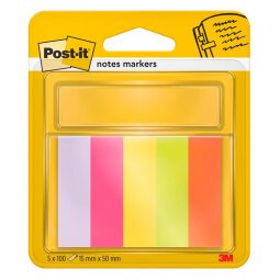 Marque-pages papier couleurs néon Post-it - distributeur de 100 feuilles