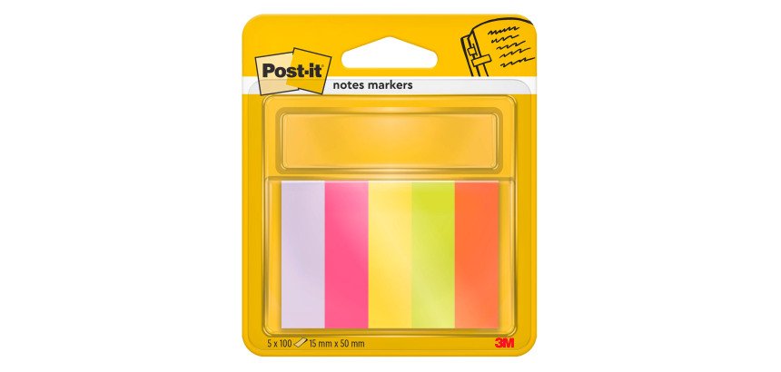 Marque-pages papier couleurs néon Post-it - Lot de 5