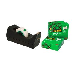 Dévidoir adhésif Scotch C38 noir + 4 rubans Magic invisible