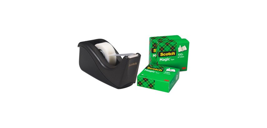 Dévidoir adhésif Scotch C60 noir + 4 rubans Magic invisible