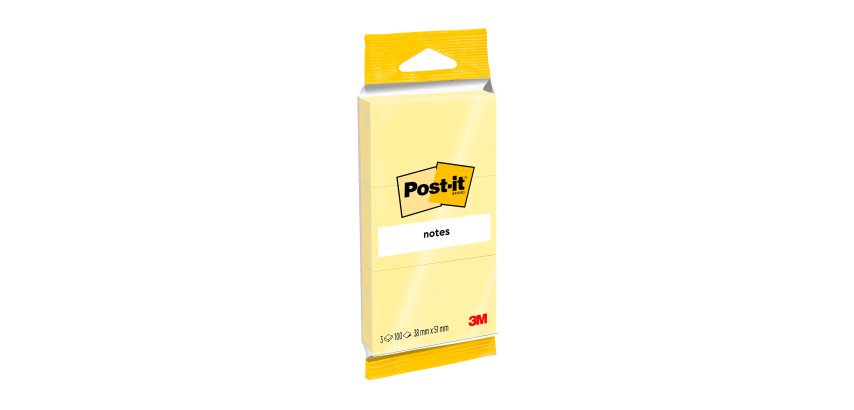 Notizen Haftnotizen Post-It gelb - 100 Blatt Block - Set mit 3