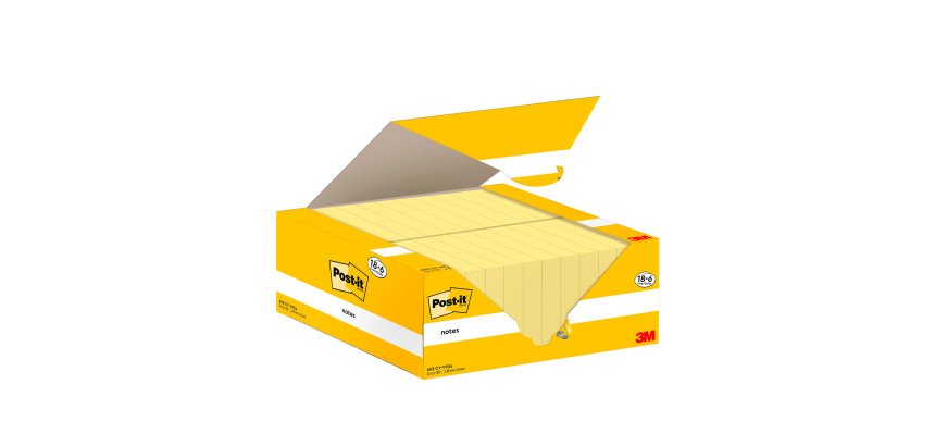 Bloc de notas adhesivas quita y pon Post-It amarillo canario 38x51 mm Pack 18 + 6 GRATIS