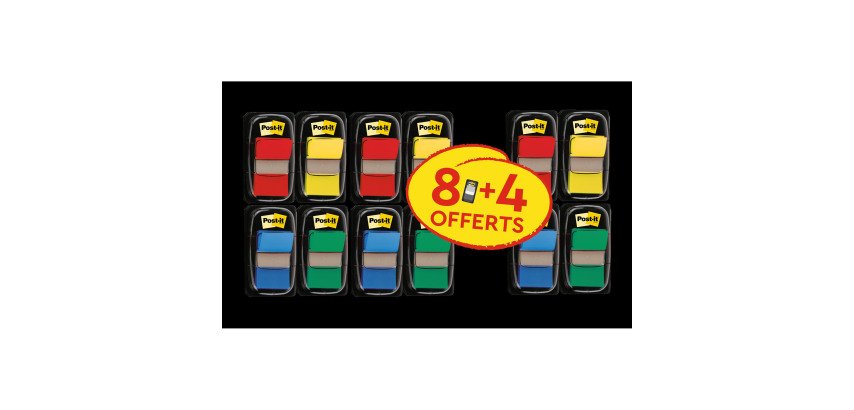 Pack 8 plastic Post-it brand bookmarks dispensers + 4 free