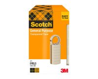 Scotch 508 transparent adhesive tape - Width 19 mm x length 66 m - Pack of 8