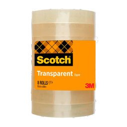 Scotch 508 transparent adhesive tape - Width 19 mm x length 66 m - Pack of 8