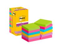 Super Sticky assorted colored Post-it repositionable notes 76 x 76 mm - 90 sheets pad.
