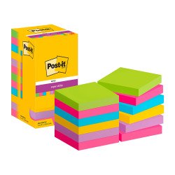 Notes repositionnables Super Sticky couleurs assorties Post-it 76 x 76 mm - bloc de 90 feuilles