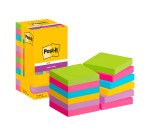 Notes repositionnables Super Sticky couleurs assorties Post-it 76 x 76 mm - bloc de 90 feuilles
