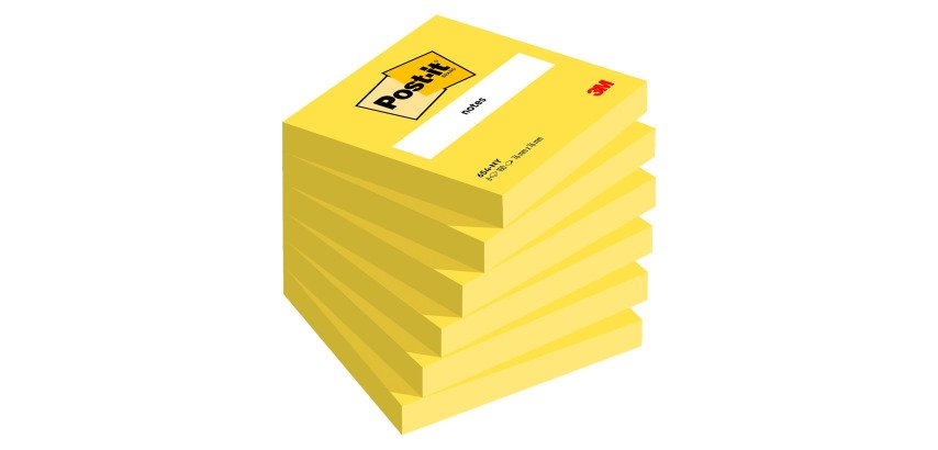 Notes repositionnables jaunes néon Post-it 76 x 76 mm - Bloc de 100 feuilles