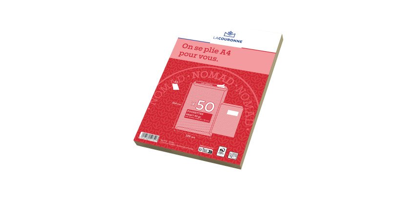 Die Krone - Braun gerippter Kraftpapierbeutel 229 x 324 mm mit Fenster 50 x 110 mm - Packung mit 50 Stück