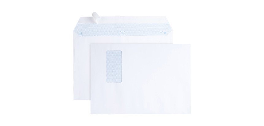 Large format envelope 229 x 324 mm white La Couronne 100 g with window - Box of 250