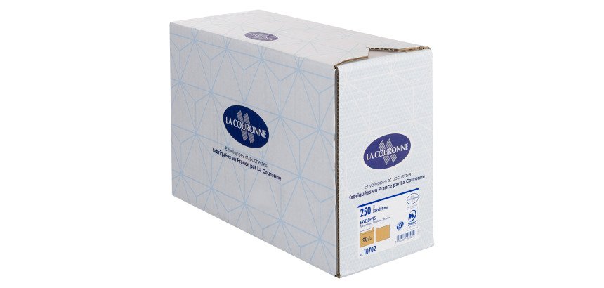 Large format envelope 229 x 324 mm kraft La Couronne 100 g without window - Box of 250