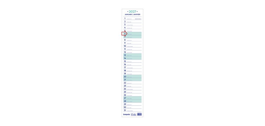 Monthly Ribbon Calendar 2027 Brepols