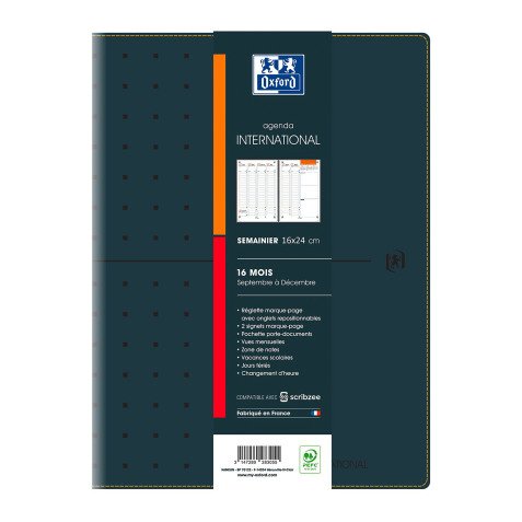 `Oxford International student weekly 16-month planner - September 25 to December 26 - 16 x 24 cm Black`