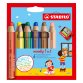 Kleurpotlood Stabilo Woody 3-in-1 assortiment - etui van 6 + 1 puntenslijper