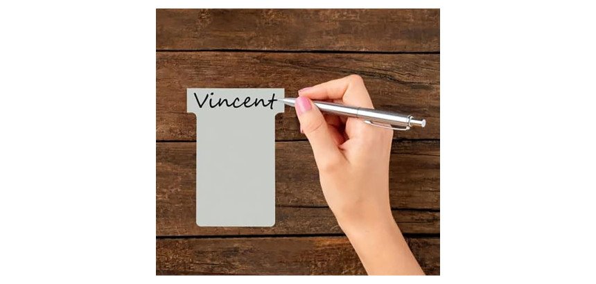 Fiche T indice 2 / 60 mm gris - Lot de 100