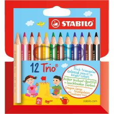 Crayon de couleur triangulaire Trio court, corps large, étui de 12