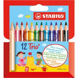 Triangular short Stabilo trio color pencil - 12-pack case