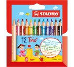 Crayon de couleur triangulaire Trio court Stabilo - Etui de 12