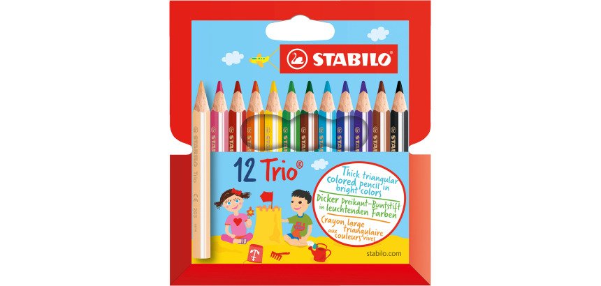 Crayon de couleur triangulaire Trio court Stabilo - Etui de 12