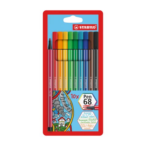 Feutre Stabilo Pen 68 assortis - Etui de 10