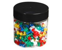 Doos met 200 prikbordspelden Push Pins - punthoogte 7mm - 10mm diameter - Geassorteerd
