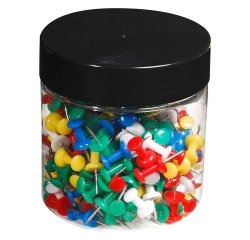 Blisterbox mit 200 Stück Pinnwandnadeln Push Pins, Ø10mm, Spitze 7mm - Farben sortiert