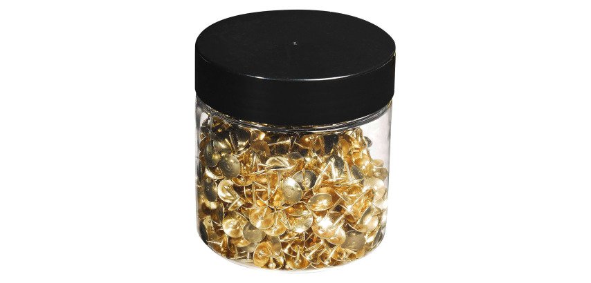 Schachtel mit 750 Stück Reißnägeln mit Kopf aus Messing, Ø9,5mm, Spitze 9mm - Messing