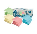 Z-notes repositionnables recyclées assorti pastel Info Notes 75 x 75 mm - bloc de 100 feuilles
