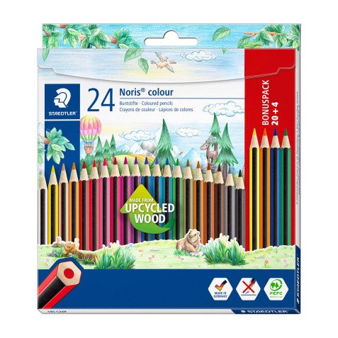 Crayon de couleur Staedlter Noris Colour 185 couleurs assorties - Boîte de 20 + 4 offerts