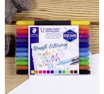 Feutre de coloriage double pointe Design Journey Staedtler couleurs assorties - Pochette de 12