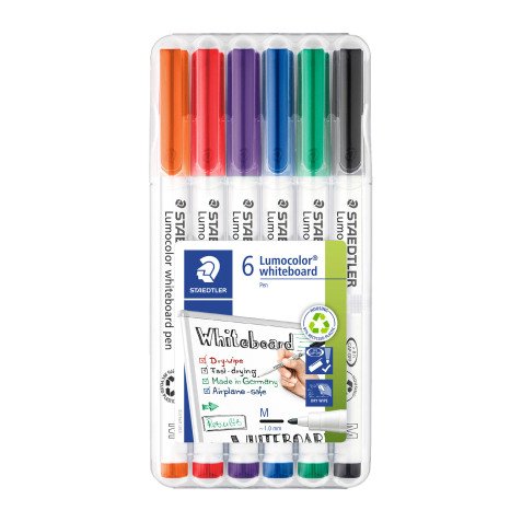 rotulador borrable Staedtler Lumocolor 301 punta de lanza 1 mm colores surtidos - Paquete de 6
