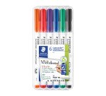 Marqueur effaçable Staedtler Lumocolor 301 pointe ogive 1 mm couleurs assorties - Pochette de 6
