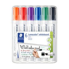 Marqueur effaçable rechargeable Staedtler Lumocolor 351B pointe biseautée 2 à 5 mm couleurs assorties - Pochette de 6